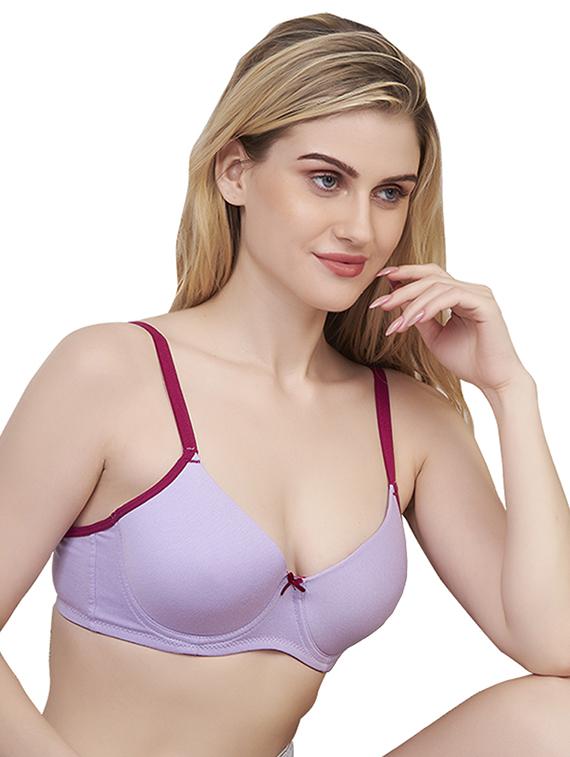 lavender cotton blend push up bra - 20616630 - Standard Image - 1