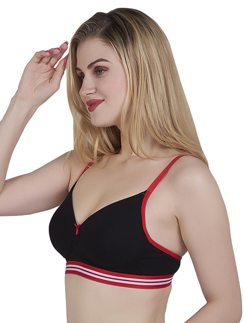black cotton blend tshirt bra - 20616631 -  Standard Image - 1
