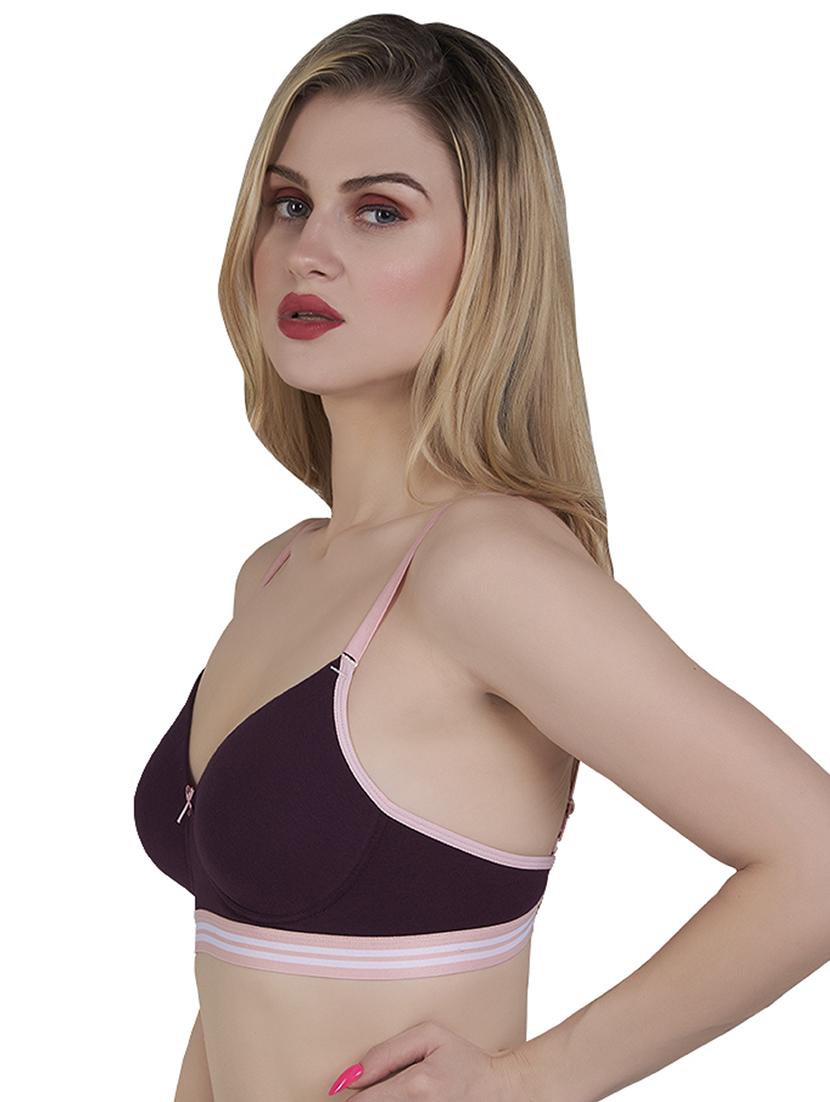 purple cotton blend t-shirt bra - 20616632 -  Standard Image - 1