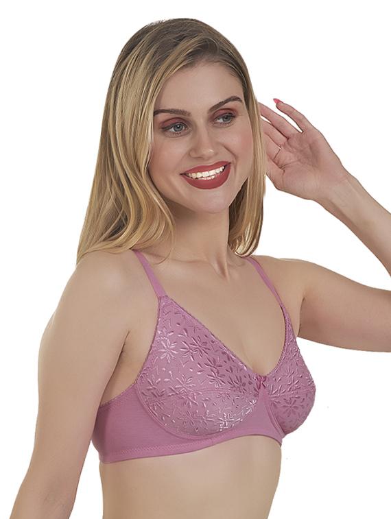 mauve cotton blend regular bra - 20616647 - Standard Image - 1