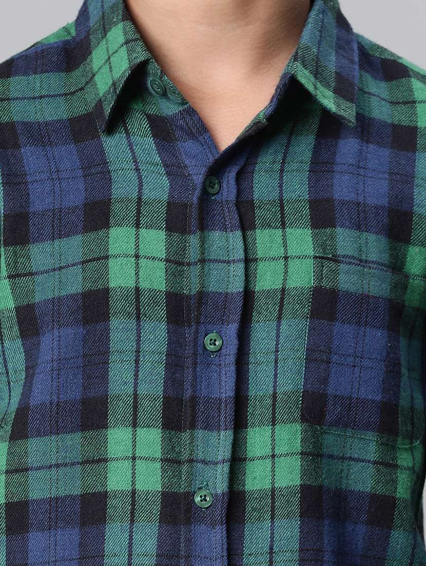 blue & green checked casual cotton shirt - 20616828 -  Standard Image - 4
