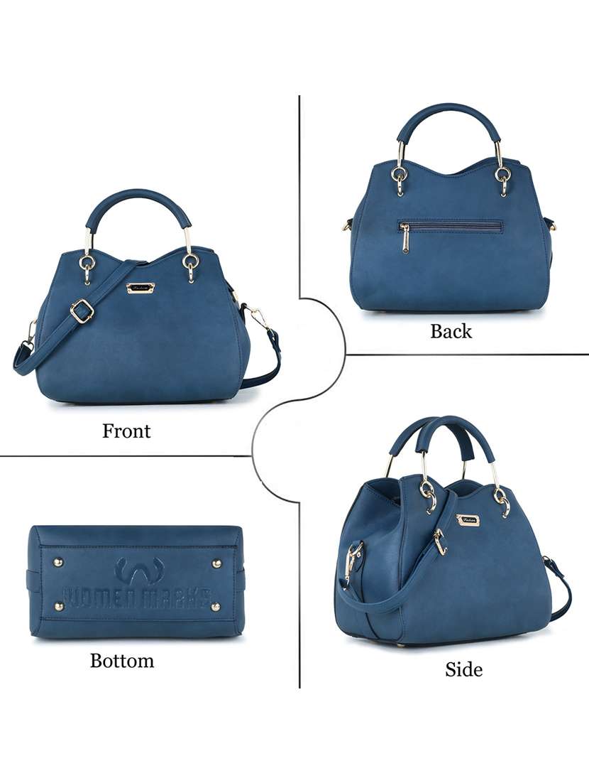 teal blue leatherette (pu) regular handbag - 20616933 -  Standard Image - 4