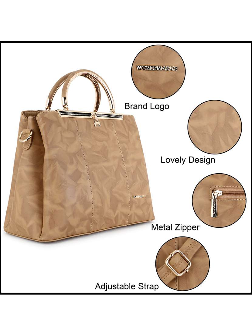 beige leatherette (pu) regular handbag - 20617004 -  Standard Image - 4