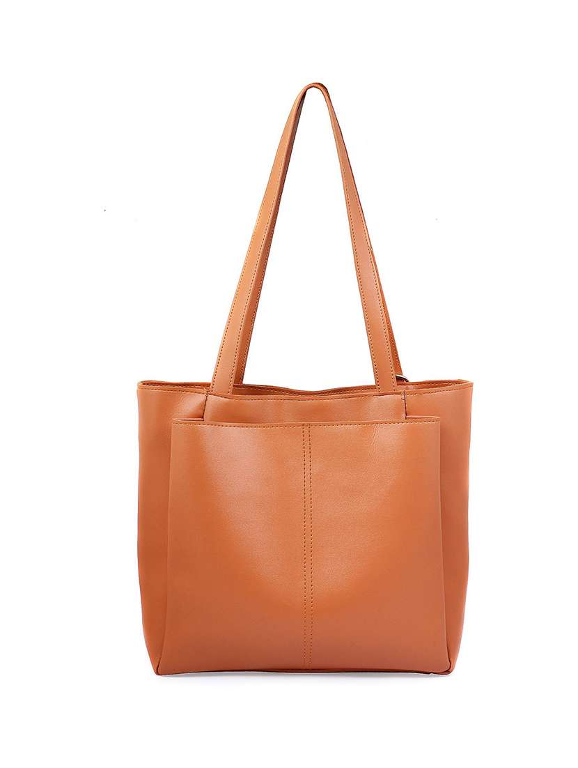 tan leatherette (pu) regular handbag - 20617018 -  Standard Image - 1