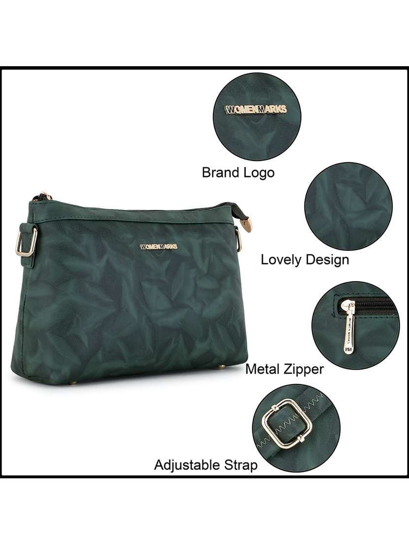 teal leatherette (pu) regular sling bag - 20617206 - Standard Image - 4