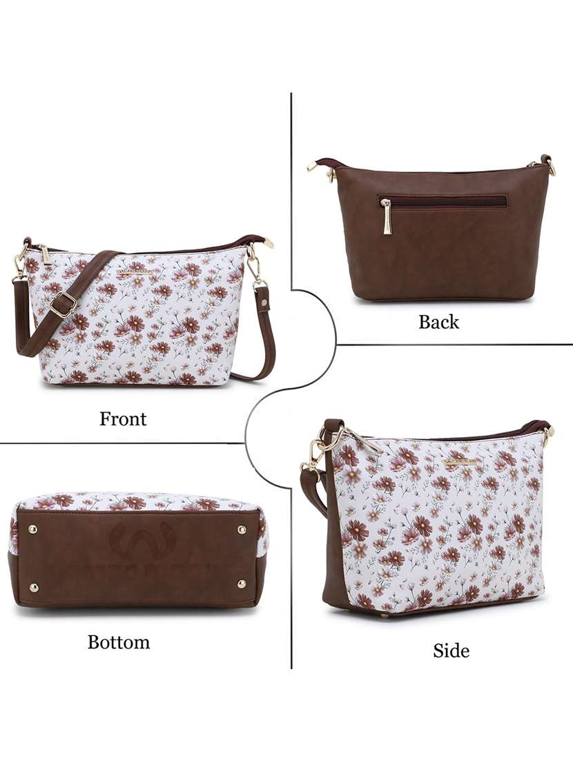 white leatherette (pu) regular sling bag - 20617249 -  Standard Image - 1