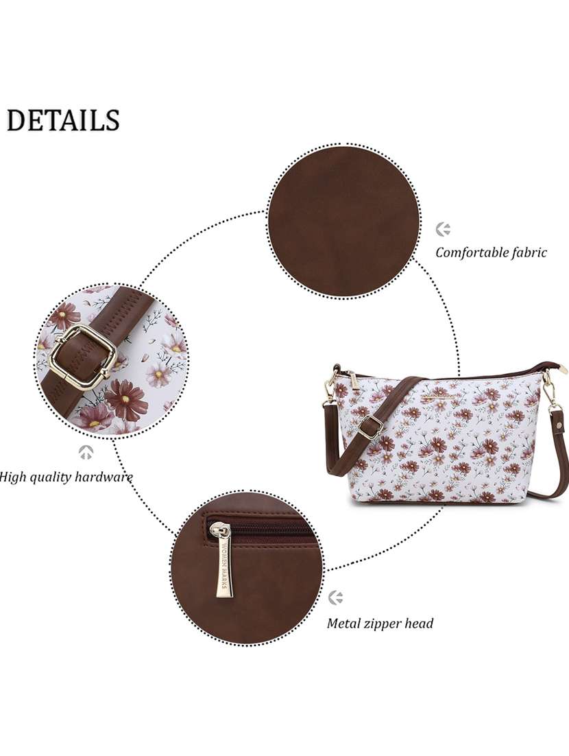 white leatherette (pu) regular sling bag - 20617249 -  Standard Image - 4