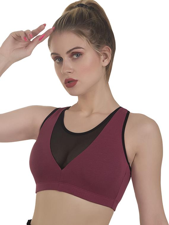 purple cotton blend sports bra - 20617453 -  Standard Image - 1