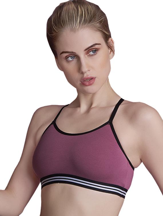 purple cotton blend sports bra - 20617459 -  Standard Image - 1
