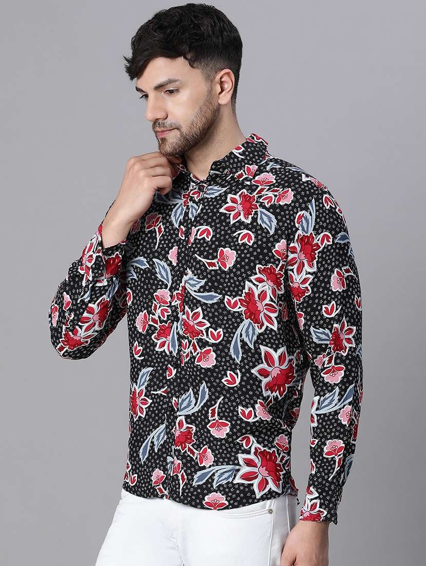 men black floral printed casual shirt - 20617472 - Standard Image - 1