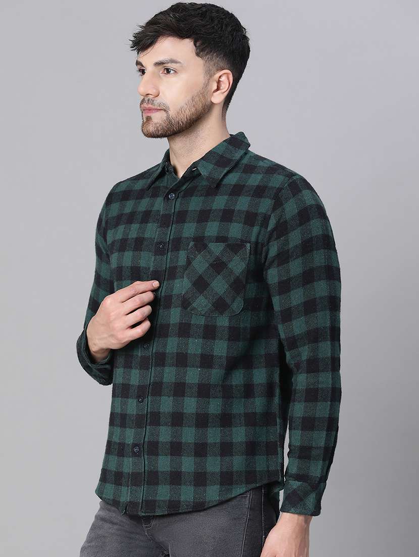 men green & black checkered casual shirt - 20617476 -  Standard Image - 1
