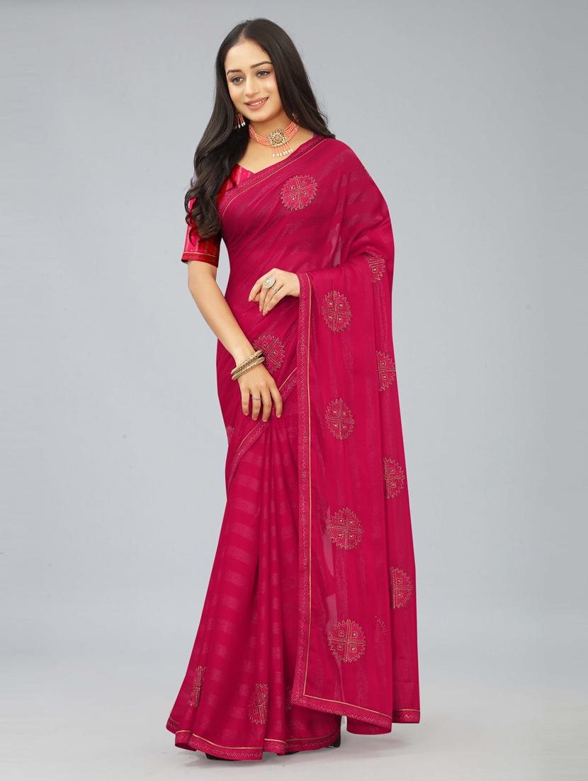 women pink embellished saree with blouse - 20620530 - Standard Image - 1