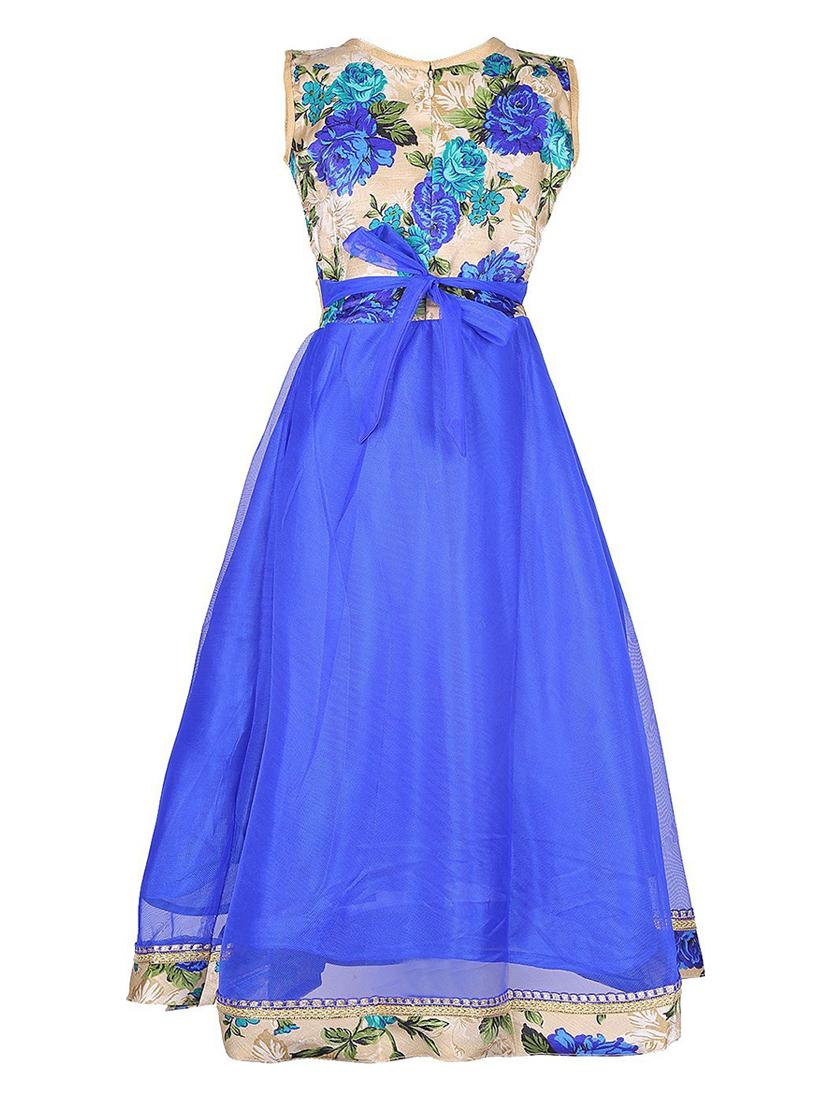 kids blue floral print detailed gown - 20622276 - Standard Image - 1