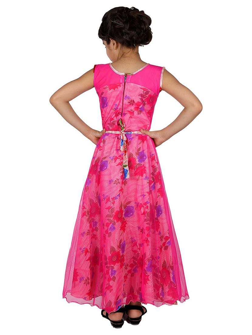 kids pink floral printed detailed gown - 20622508 - Standard Image - 1