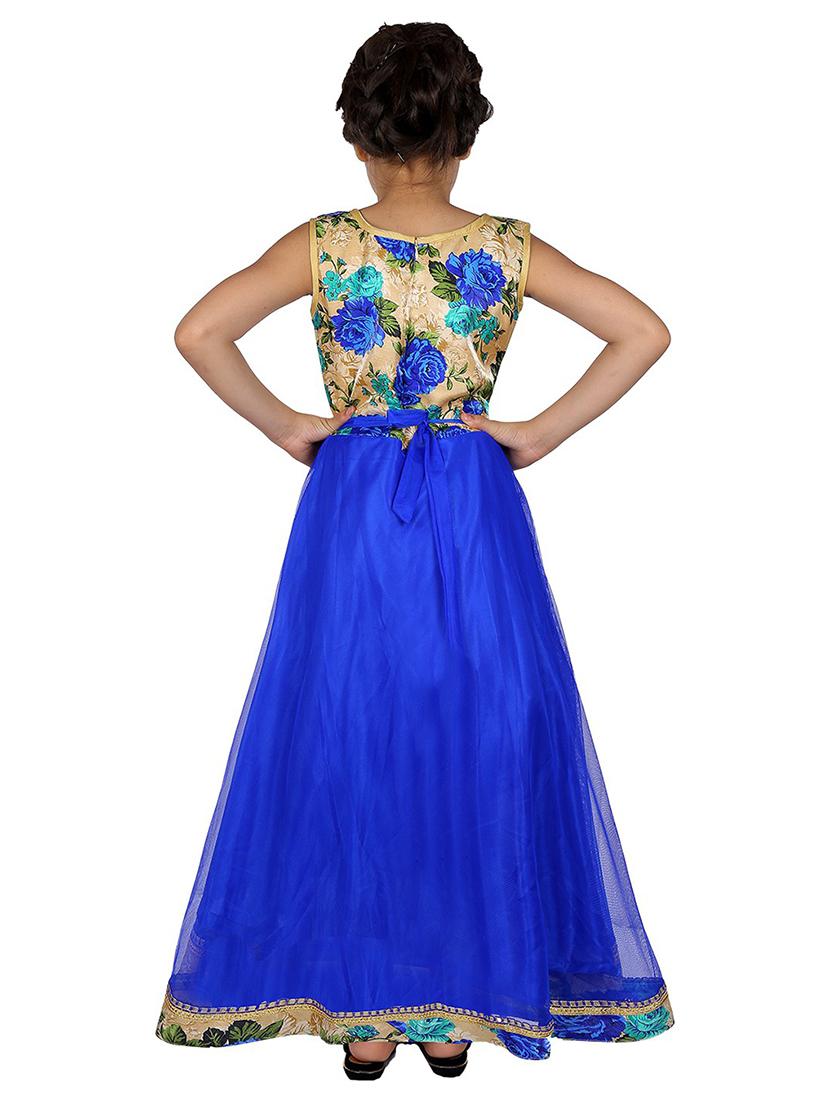 kids blue floral print detailed gown - 20622518 -  Standard Image - 1