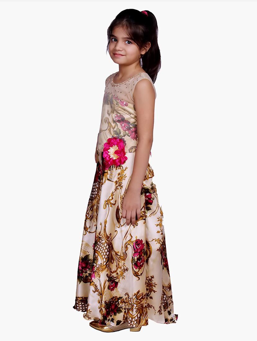girls floral print sleeveless long party gown - 20622570 - Standard Image - 1
