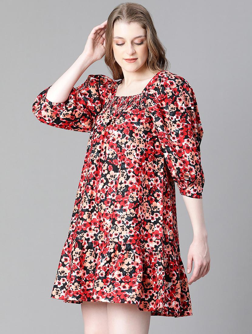 women multi coloured floral printed a-line dress - 20622627 -  Standard Image - 1