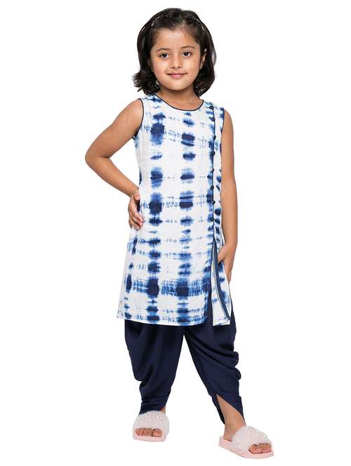 girls tie & dye kurta salwar set - 20622701 - Standard Image - 0