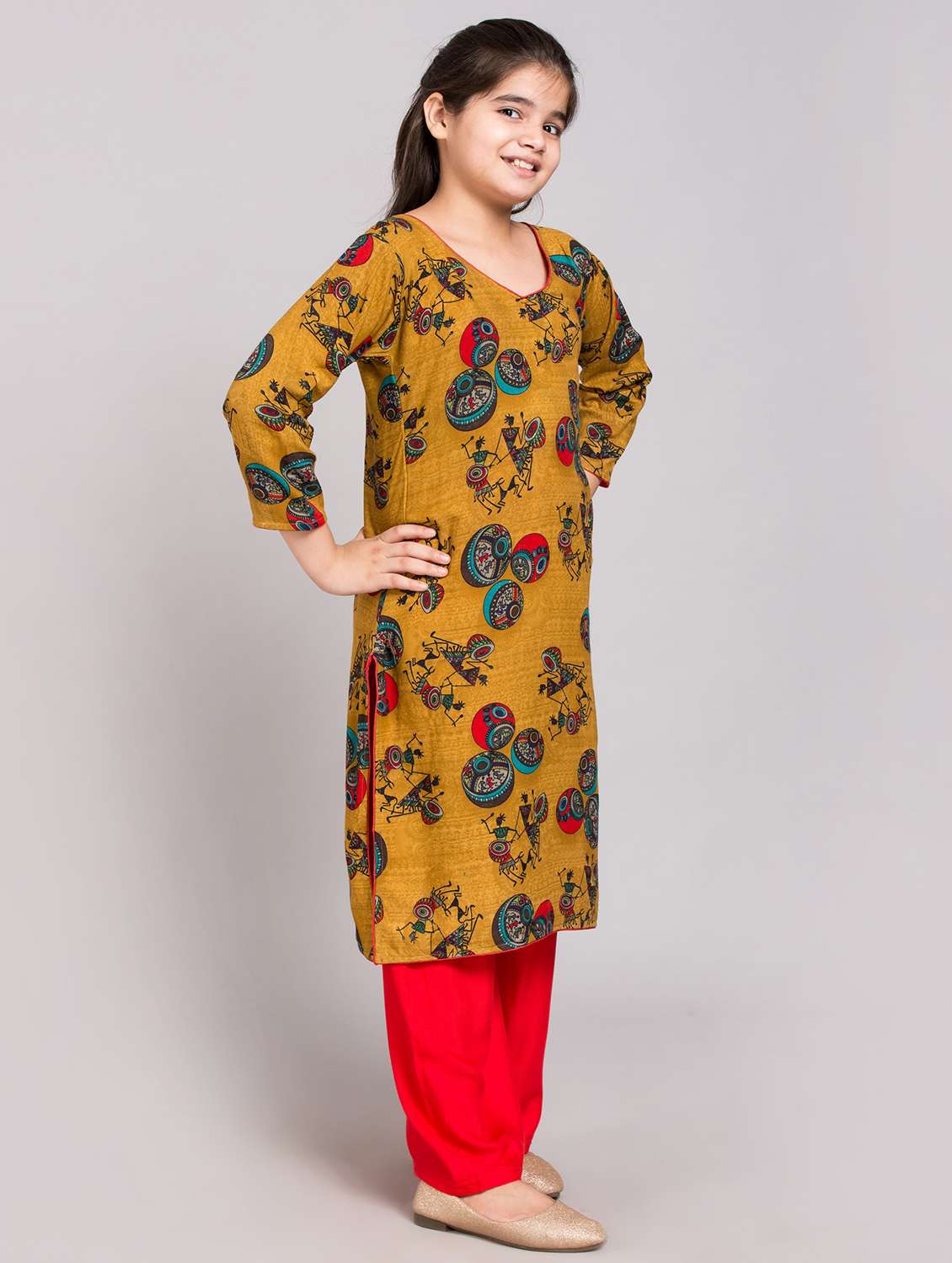 girls floral printed kurta palazzo set - 20622744 -  Standard Image - 1