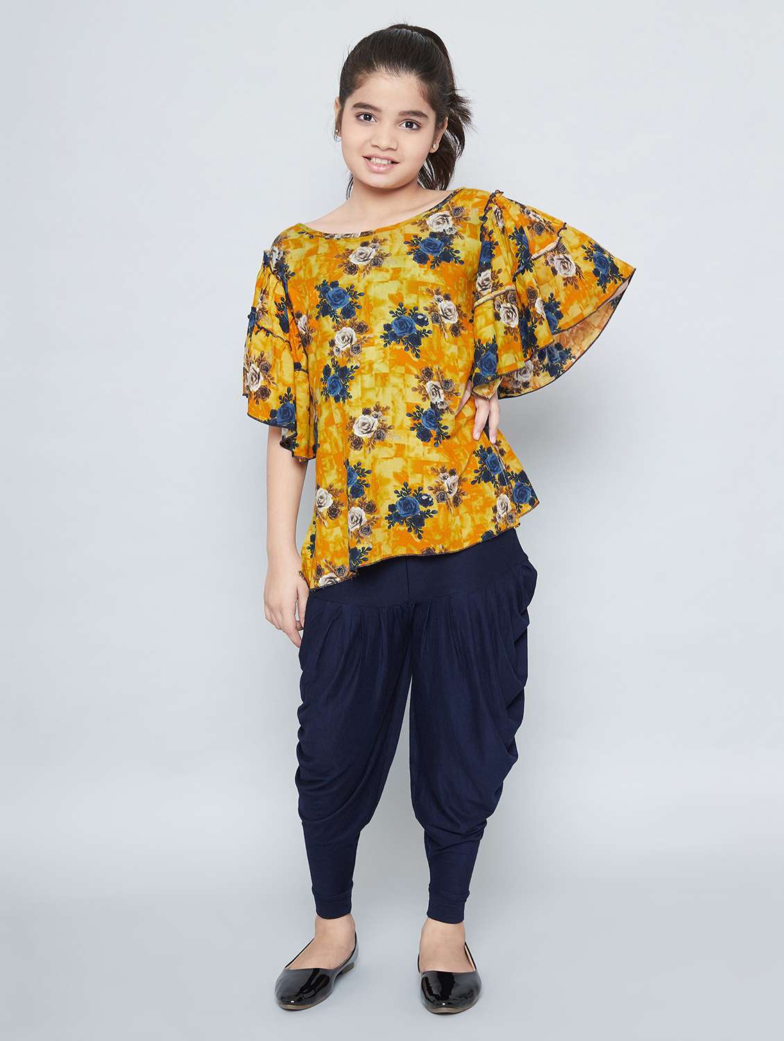 girls floral printed kurta salwar set