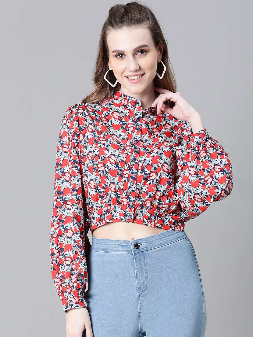 women printed bishop sleeves shirt
