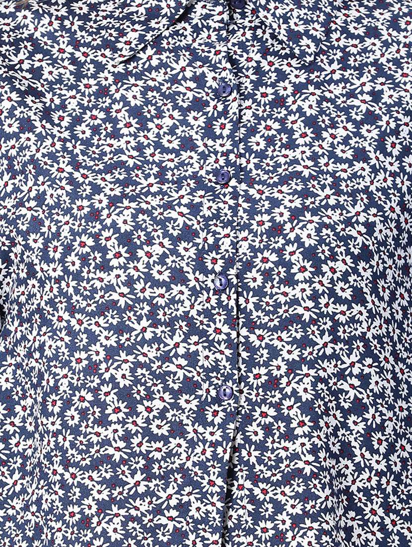 women floral print bishop sleeves shirt - 20623331 -  Standard Image - 4