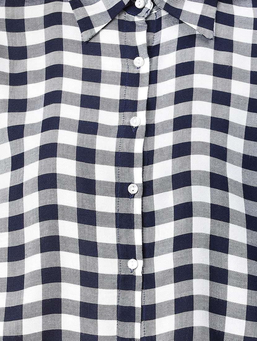 women checkered puff sleeves shirt - 20623332 -  Standard Image - 4
