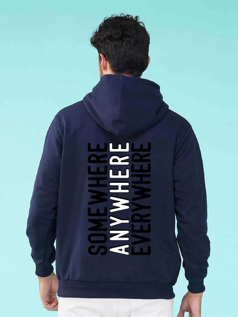 navy blue back print hooded sweatshirt - 20623649 -  Standard Image - 1