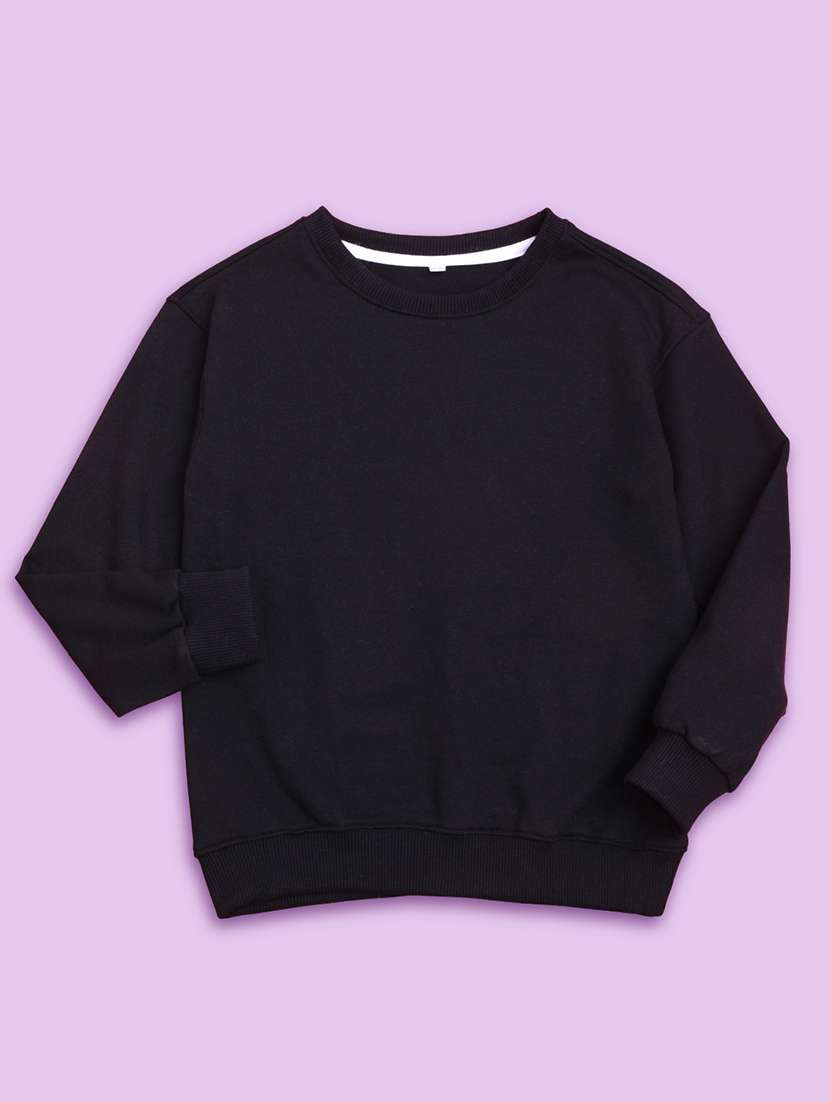 kids round neck solid sweatshirt - 20623750 - Standard Image - 1