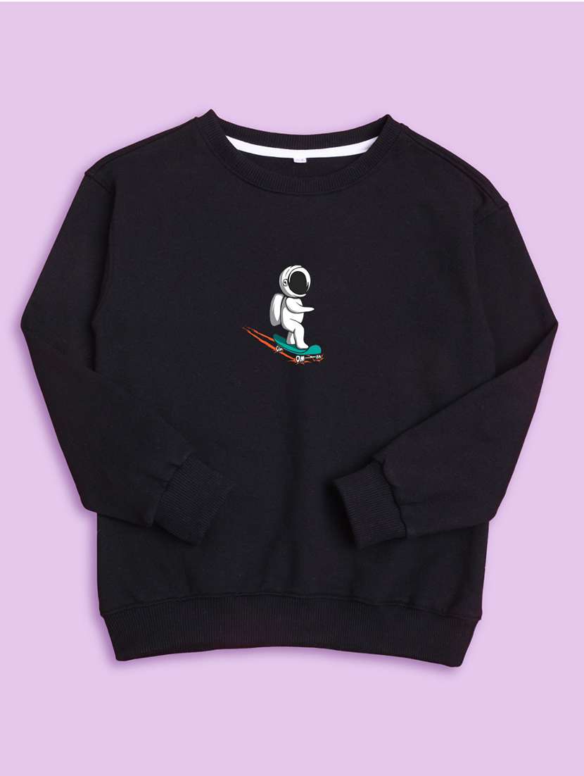 black graphic round neck sweatshirts - 20623763 -  Standard Image - 1