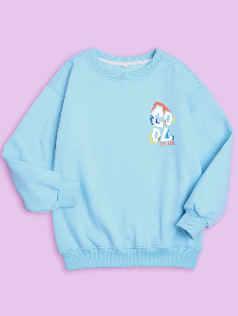 light blue fleece graphic sweatshirt - 20623776 - Standard Image - 1