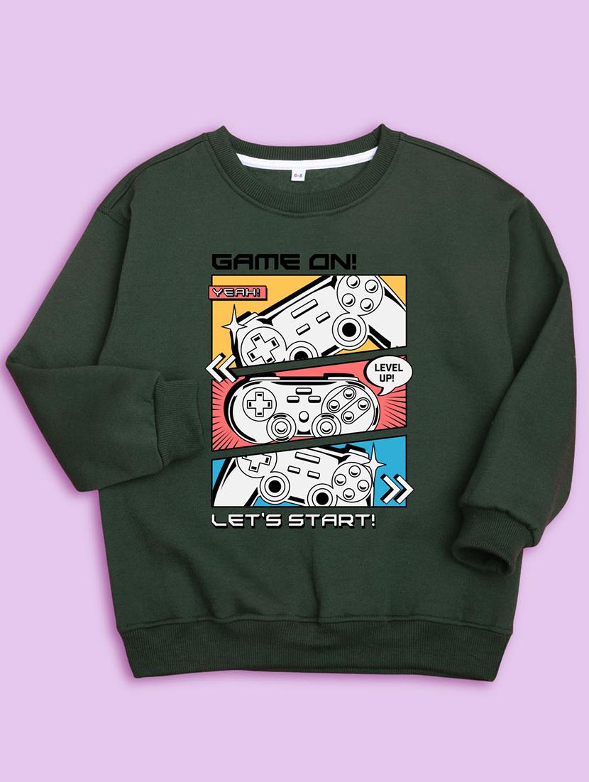 olive fleece graphic sweatshirt - 20623808 - Standard Image - 1