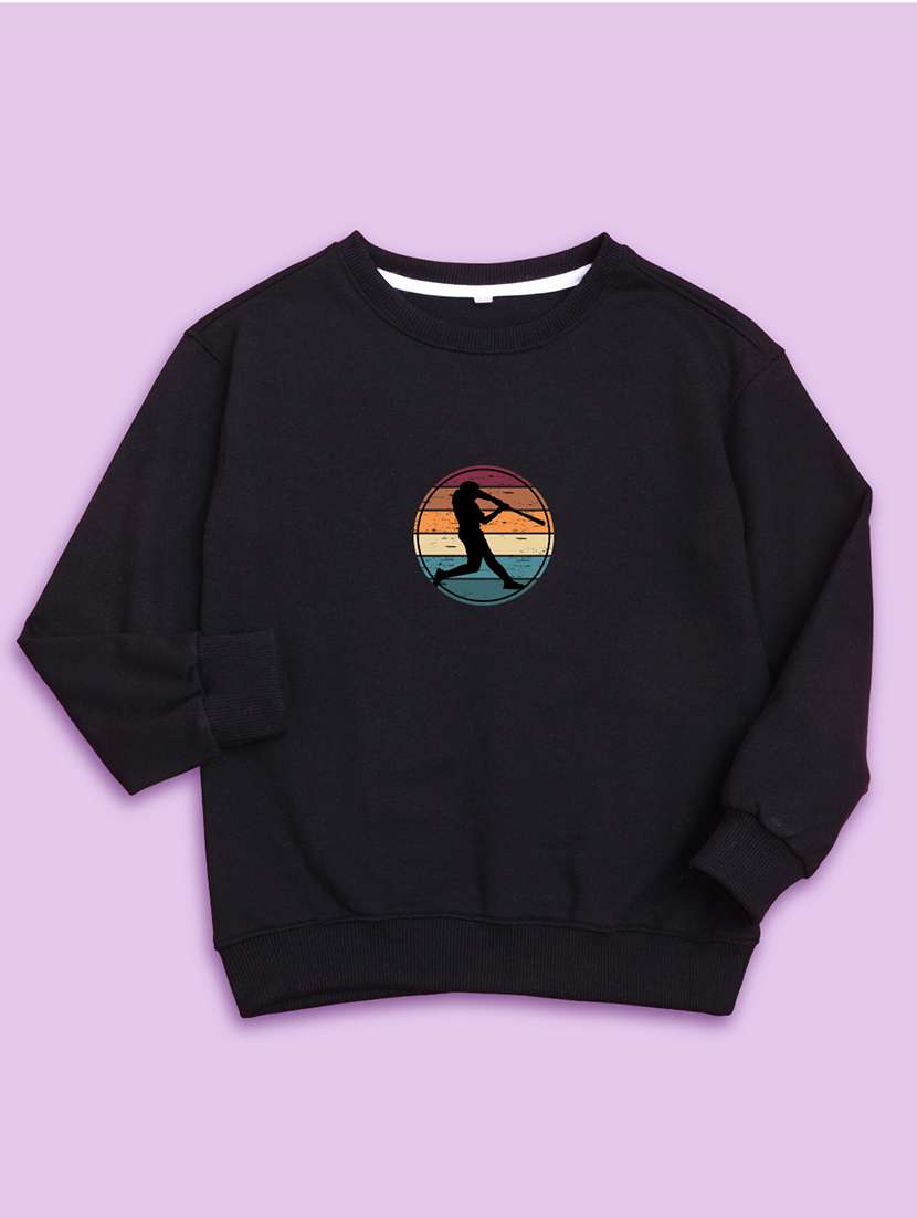 black graphic round neck sweatshirts - 20623809 - Standard Image - 1