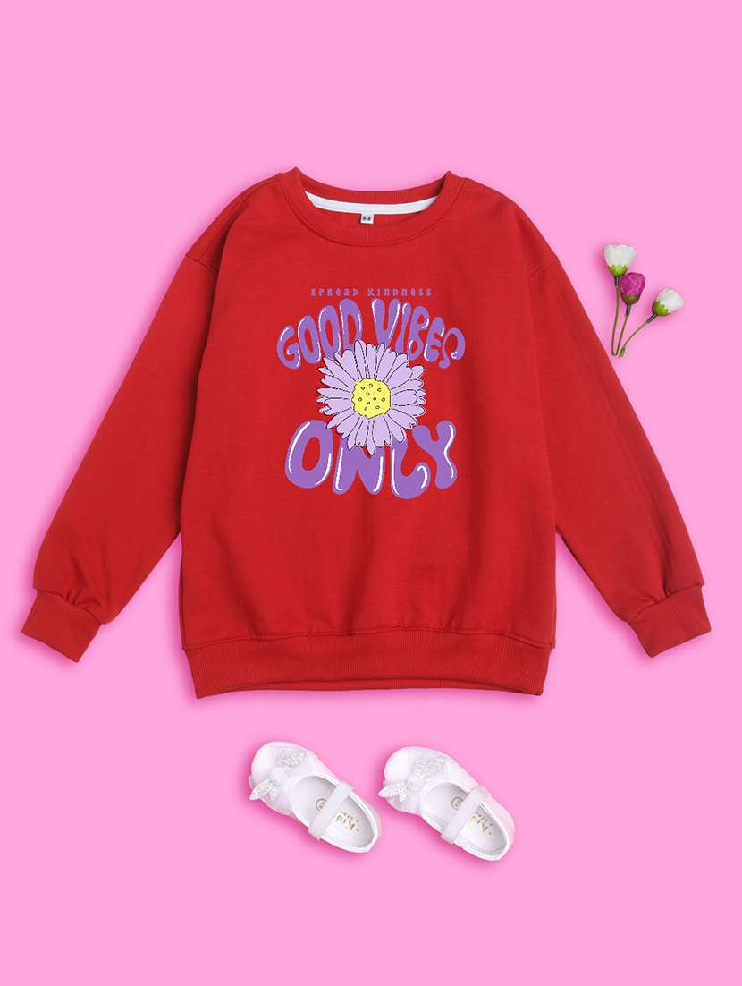girls graphic printed round neck regular sweatshirt - 20624286 -  Standard Image - 1