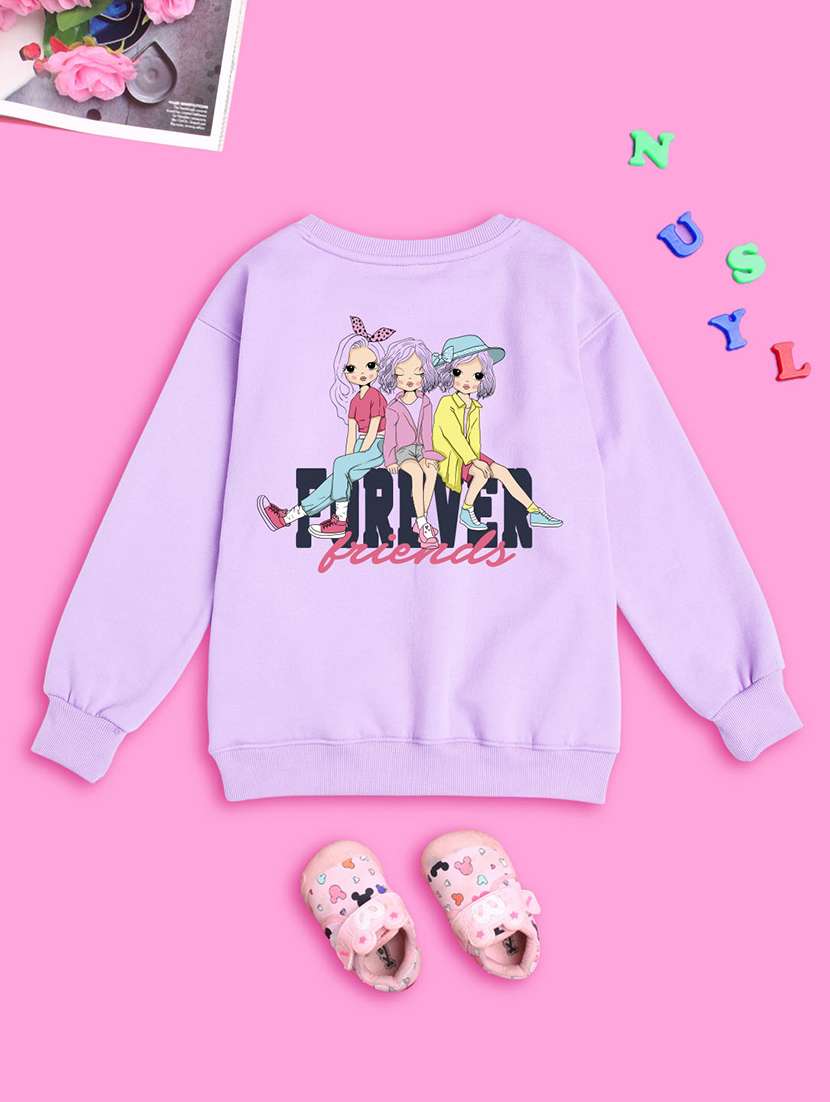kids front print woolen pullover sweatshirt - 20624297 - Standard Image - 1