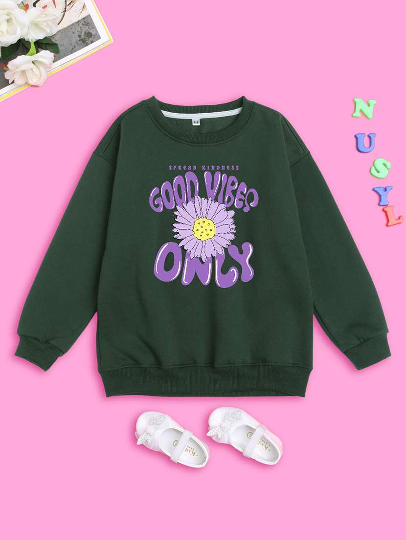 kids front print woolen pullover sweatshirt - 20624313 - Standard Image - 1
