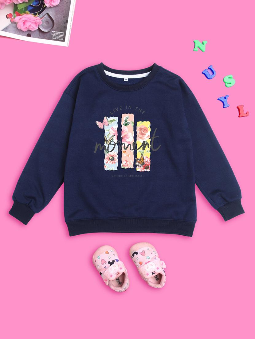 kids front print woolen pullover sweatshirt - 20624337 - Standard Image - 1