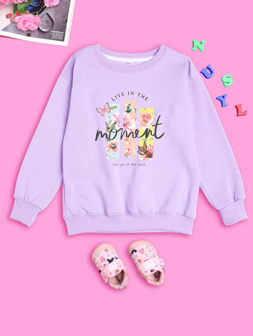 girls graphic printed round neck regular sweatshirt - 20624379 -  Standard Image - 1