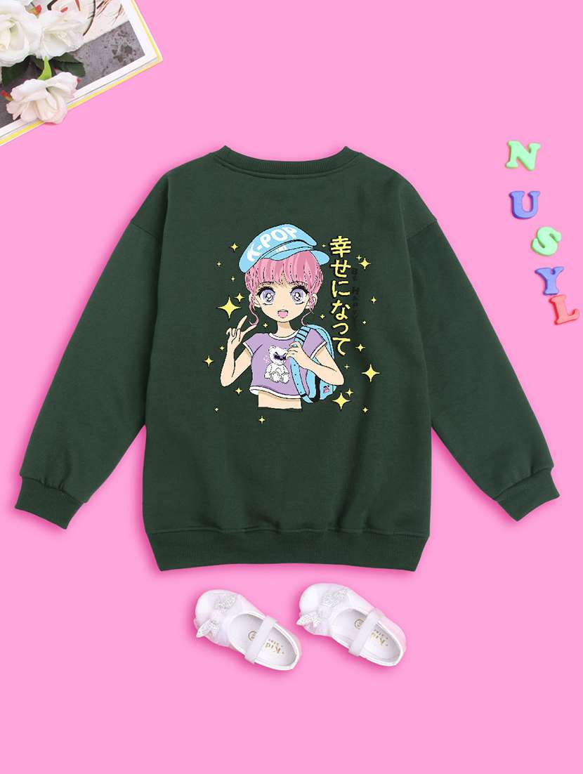 kids front print woolen pullover sweatshirt - 20624382 - Standard Image - 1