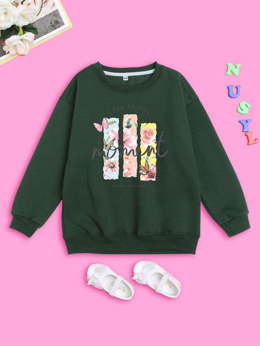 kids front print woolen pullover sweatshirt - 20624386 - Standard Image - 1