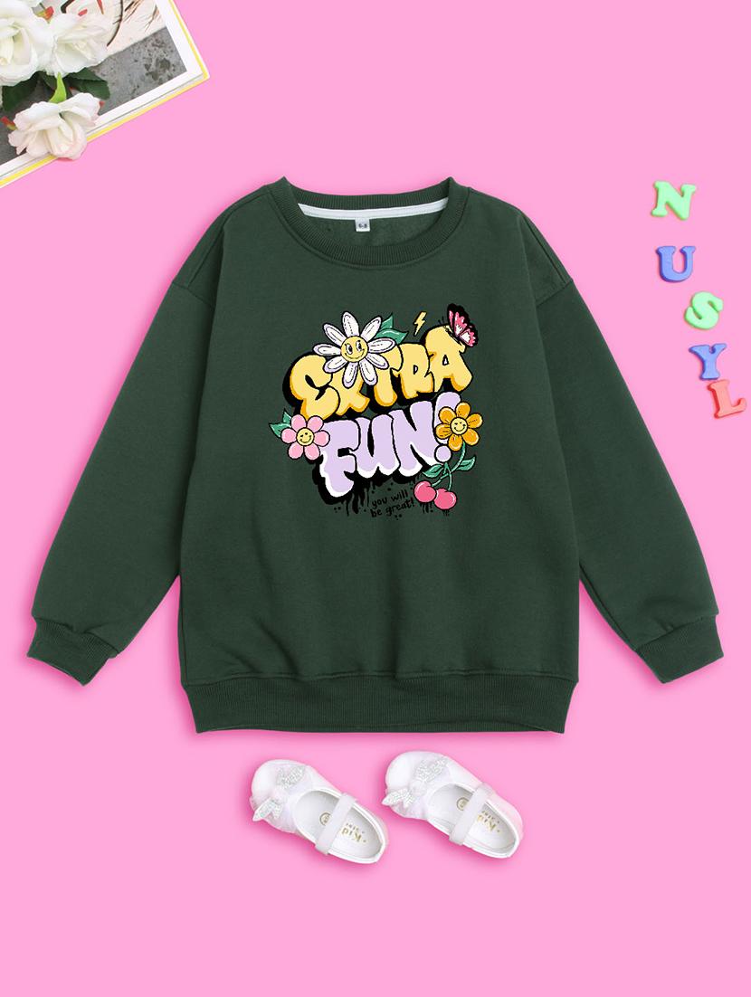 kids front print woolen pullover sweatshirt - 20624457 - Standard Image - 1