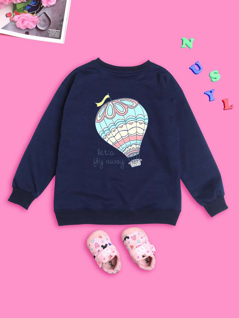 kids front print woolen pullover sweatshirt - 20624470 - Standard Image - 1