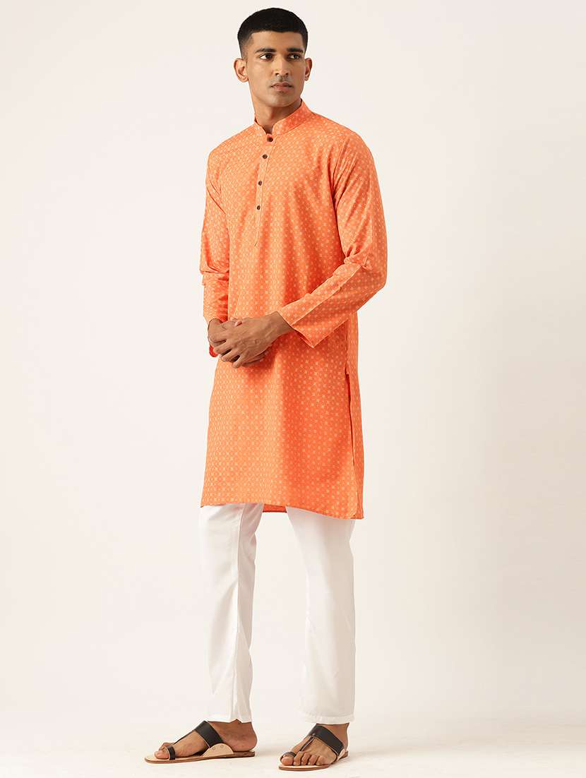 men mandarin neck printed kurta pyjama set - 20625337 -  Standard Image - 1