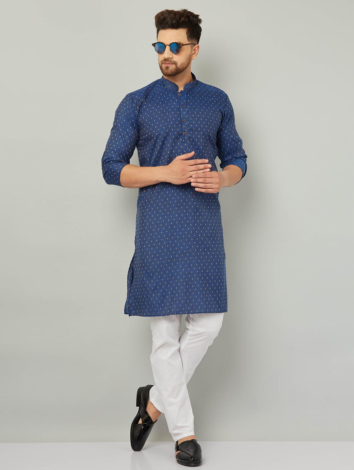 men mandarin neck kurta pyjama set - 20625348 - Standard Image - 1