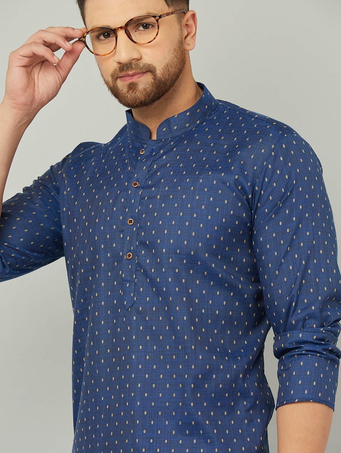 men mandarin neck kurta pyjama set - 20625348 - Standard Image - 4