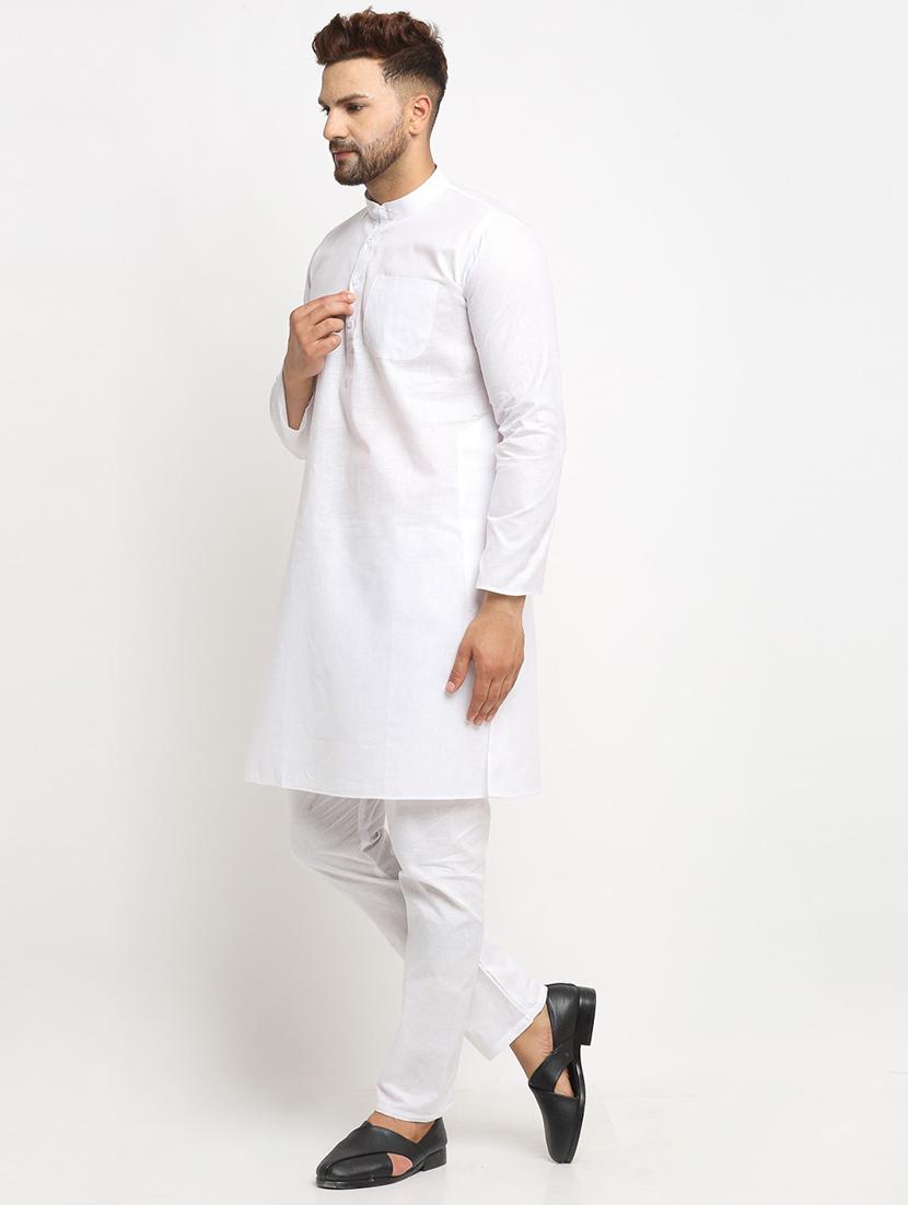 men white solid kurta with trouser - 20625369 - Standard Image - 1