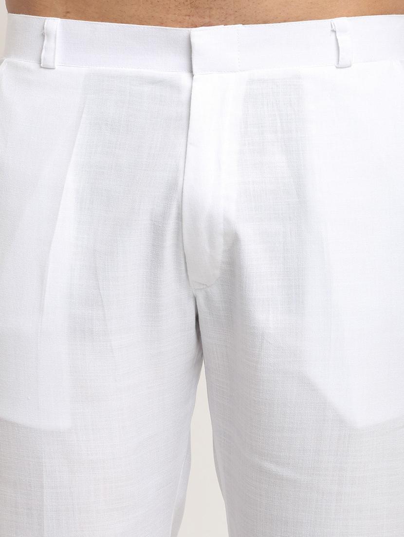 men coral & white solid kurta with trouser - 20625374 - Standard Image - 4