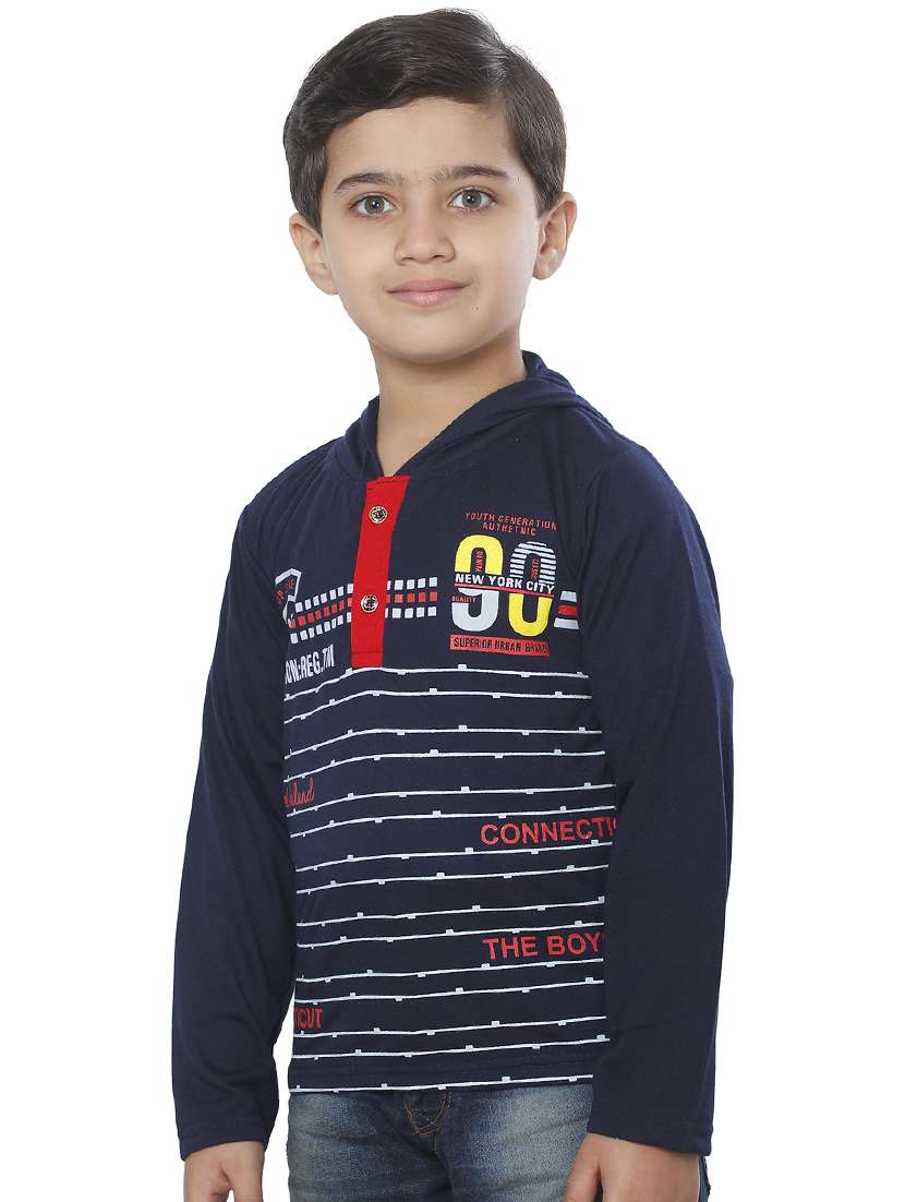 boys printed cotton hooded t-shirt - 20625760 - Standard Image - 1