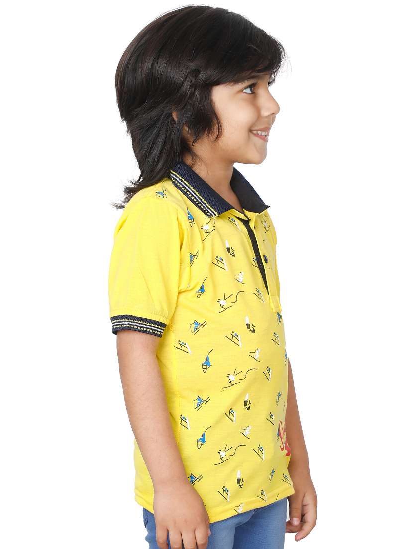 boys yellow printed polo t-shirt - 20625791 -  Standard Image - 1