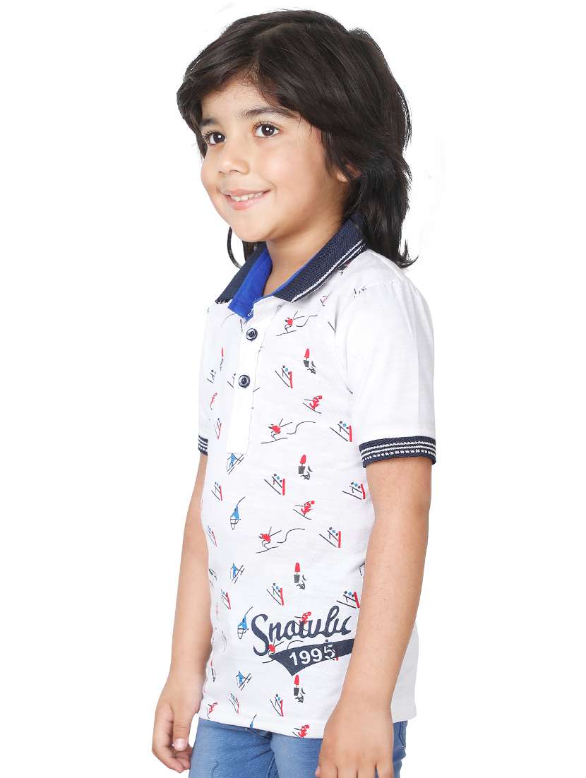 boys printed cotton polo t-shirt - 20625793 -  Standard Image - 1
